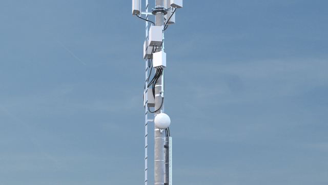 mobilfunkturm freiflaeche mit erdungsleitung 3d