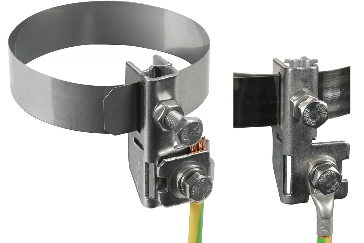 Bandrohschelle mit verstellbarem Spannband. 